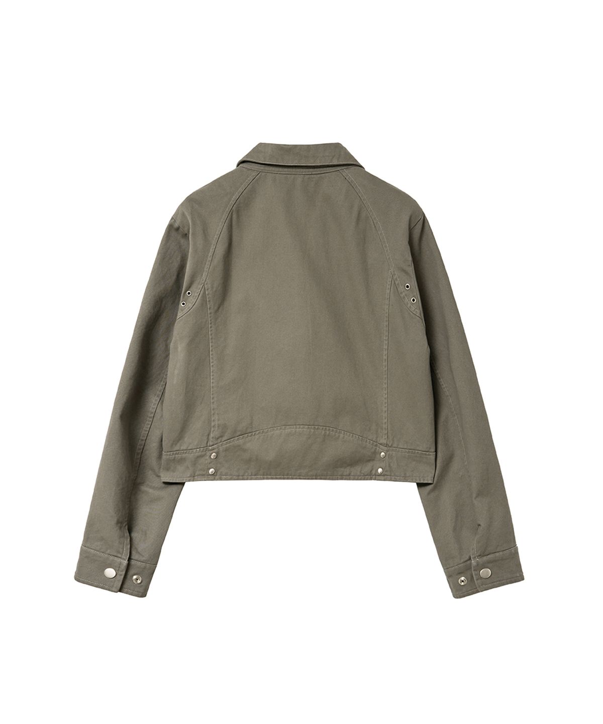 렌세(RENSE) Crop Zip-Up Shacket Gray