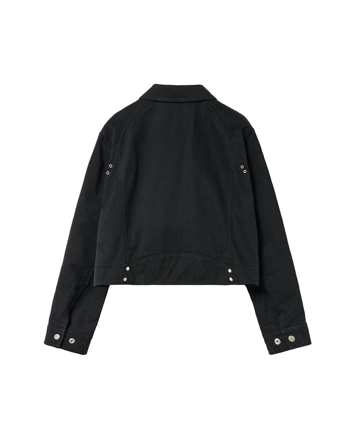 렌세(RENSE) Crop Zip-Up Shacket Black