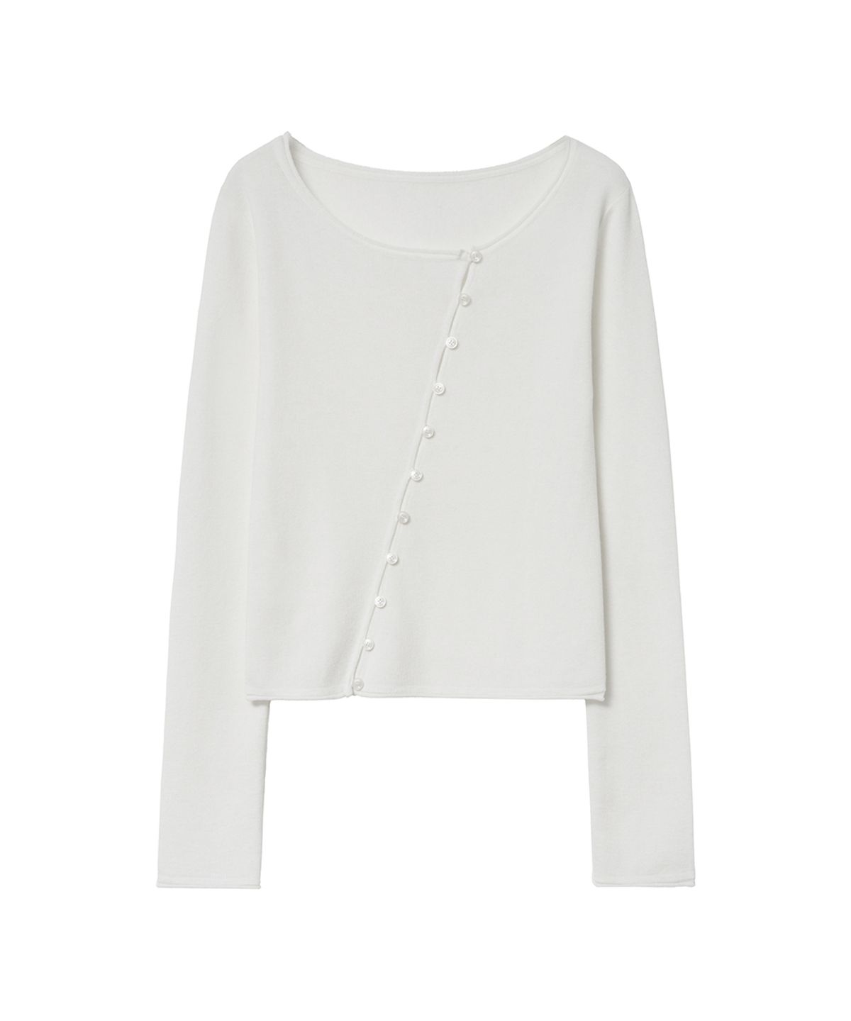 렌세(RENSE) Diagonal Button Cardigan Ivory