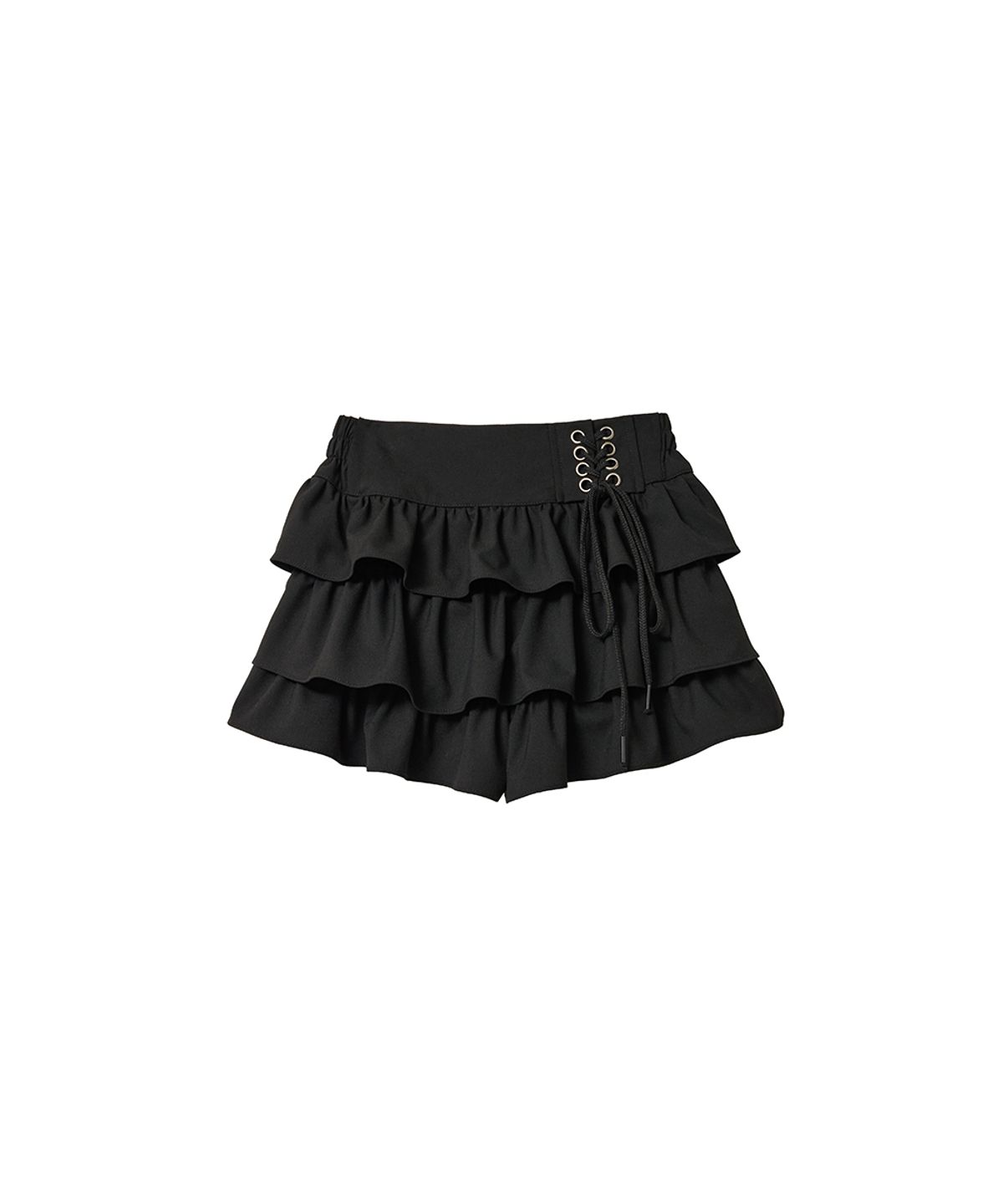 렌세(RENSE) Corset Tiered Skirt Pants Black