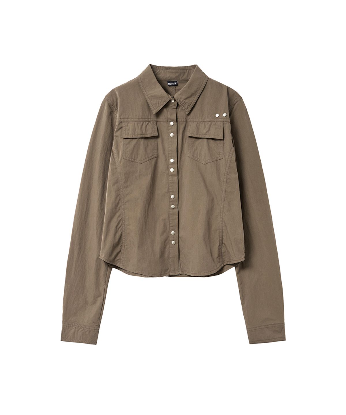 렌세(RENSE) Washed Snap Shirt Brown