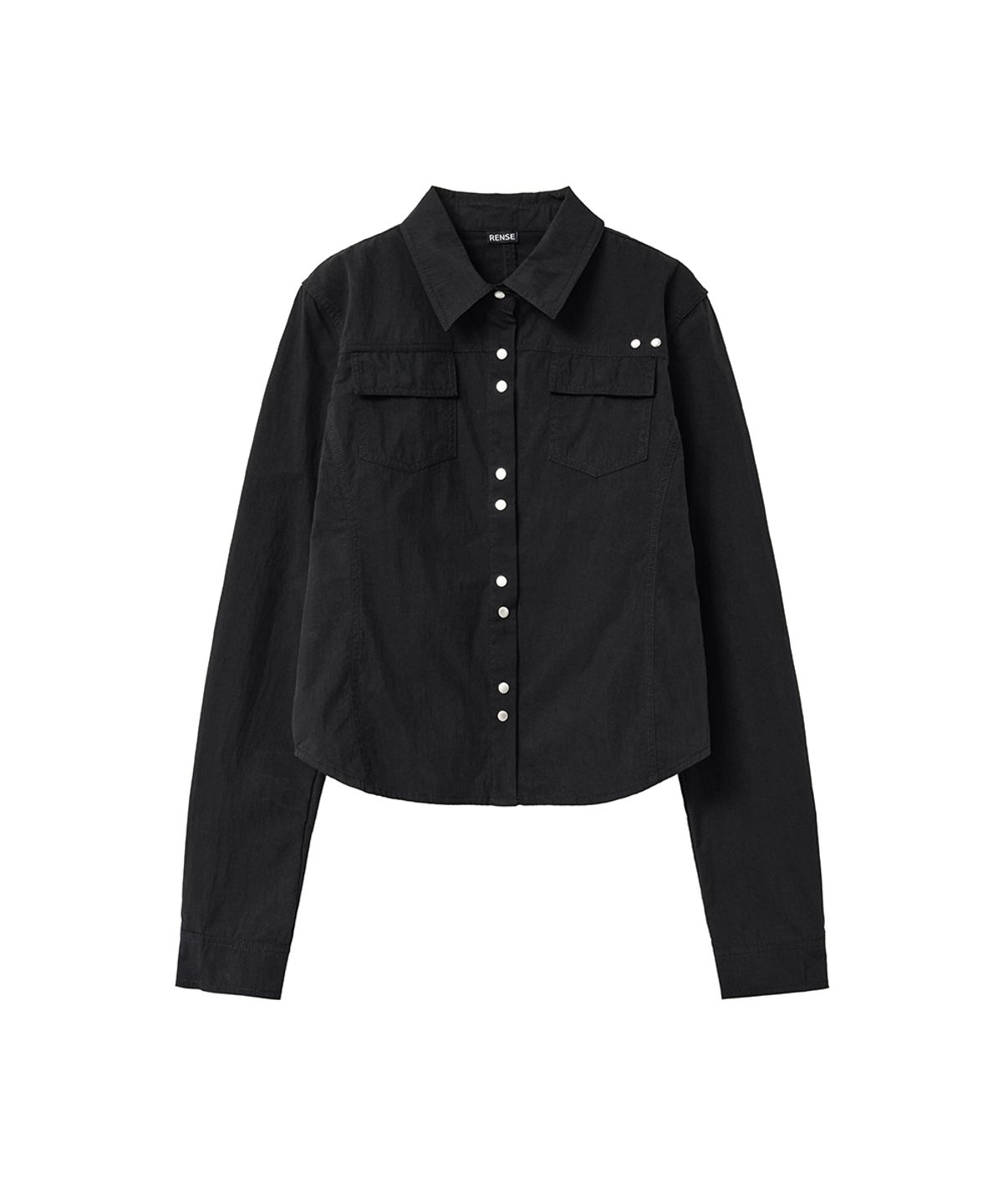 렌세(RENSE) Washed Snap Shirt Black