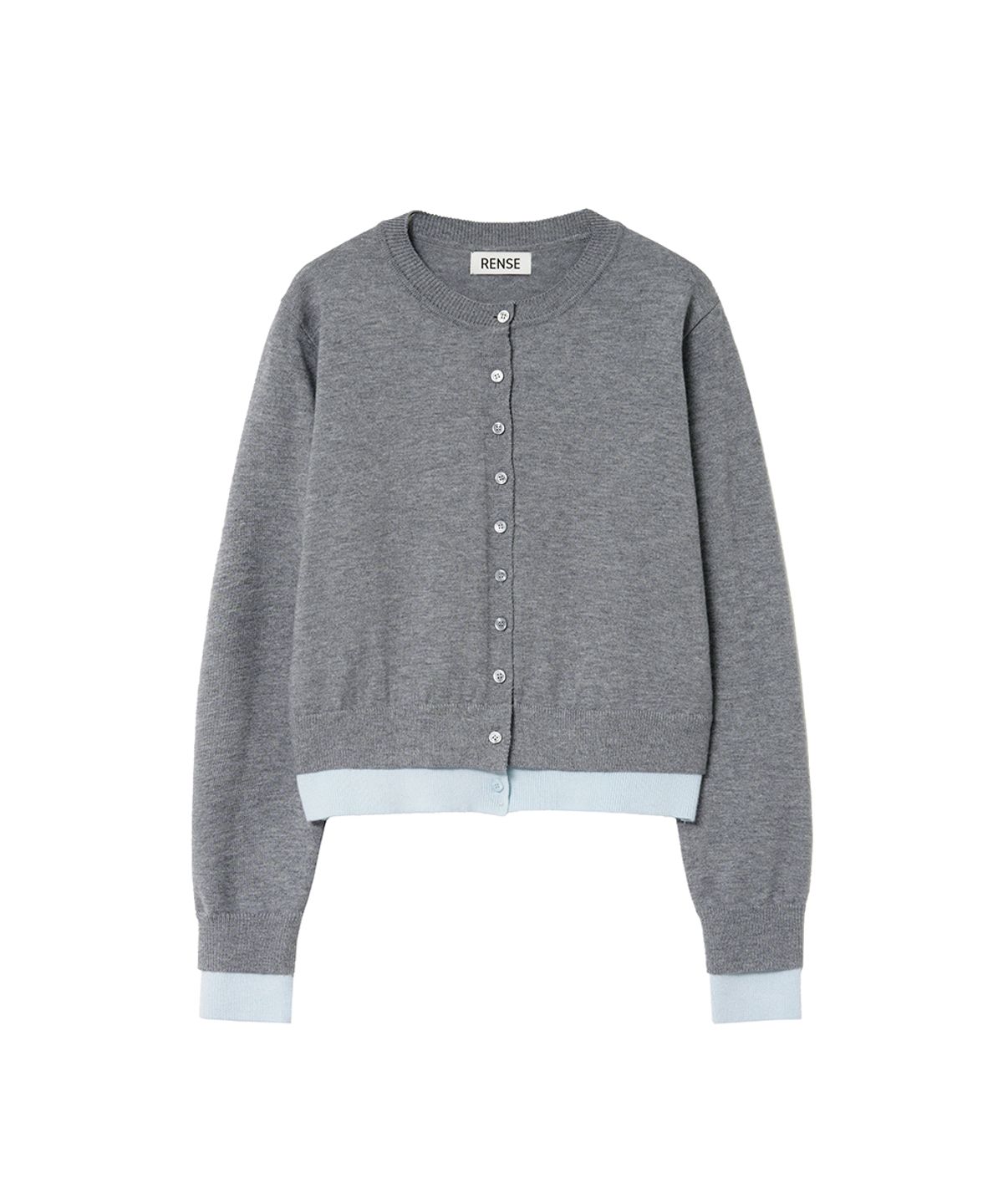 렌세(RENSE) Double Layered Cardigan Melange Gray