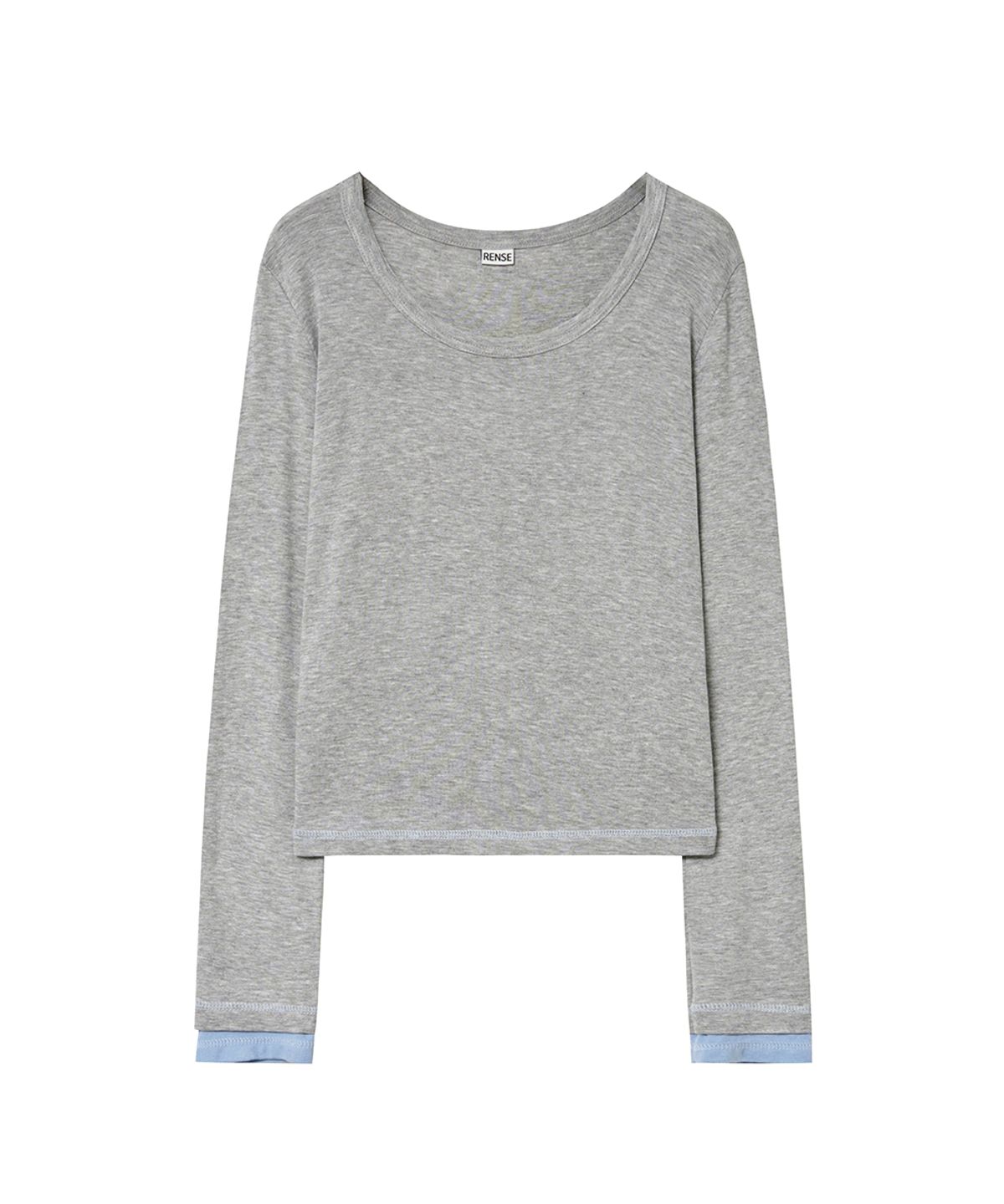 렌세(RENSE) U-Neck Layered Long Sleeve Melange Gray