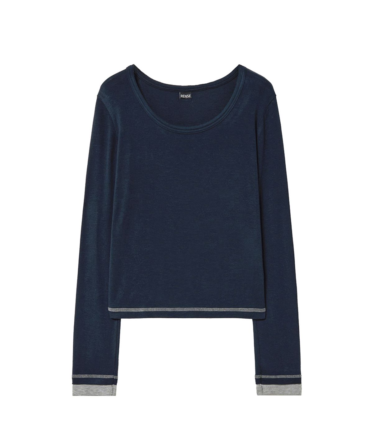 렌세(RENSE) U-Neck Layered Long Sleeve Navy