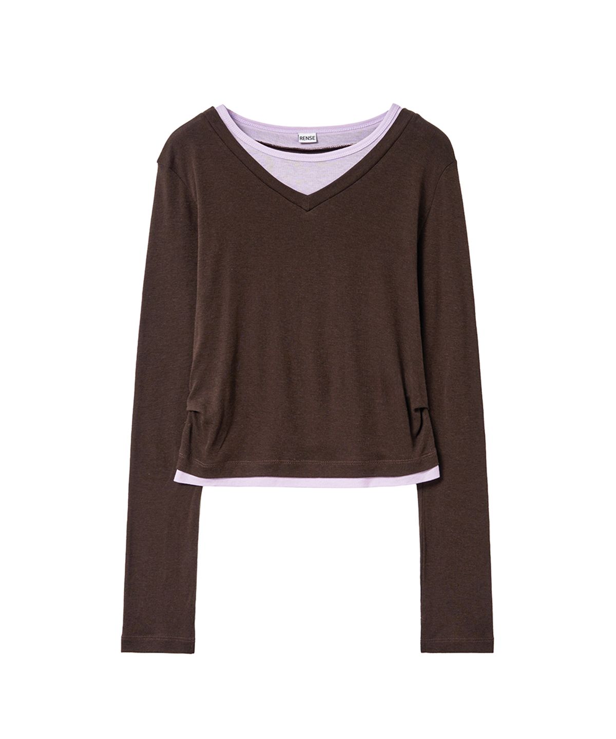렌세(RENSE) V Layered Tee Brown