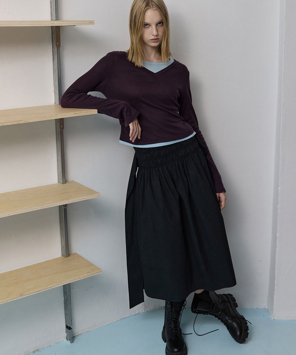 렌세(RENSE) V Layered Tee Purple