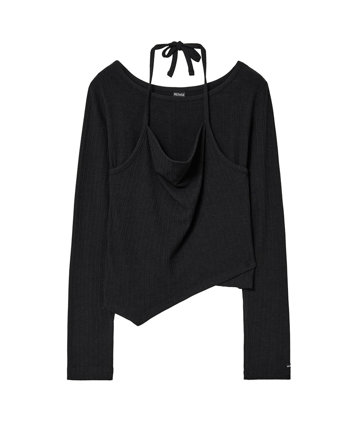 렌세(RENSE) Halter Layered Tee Black