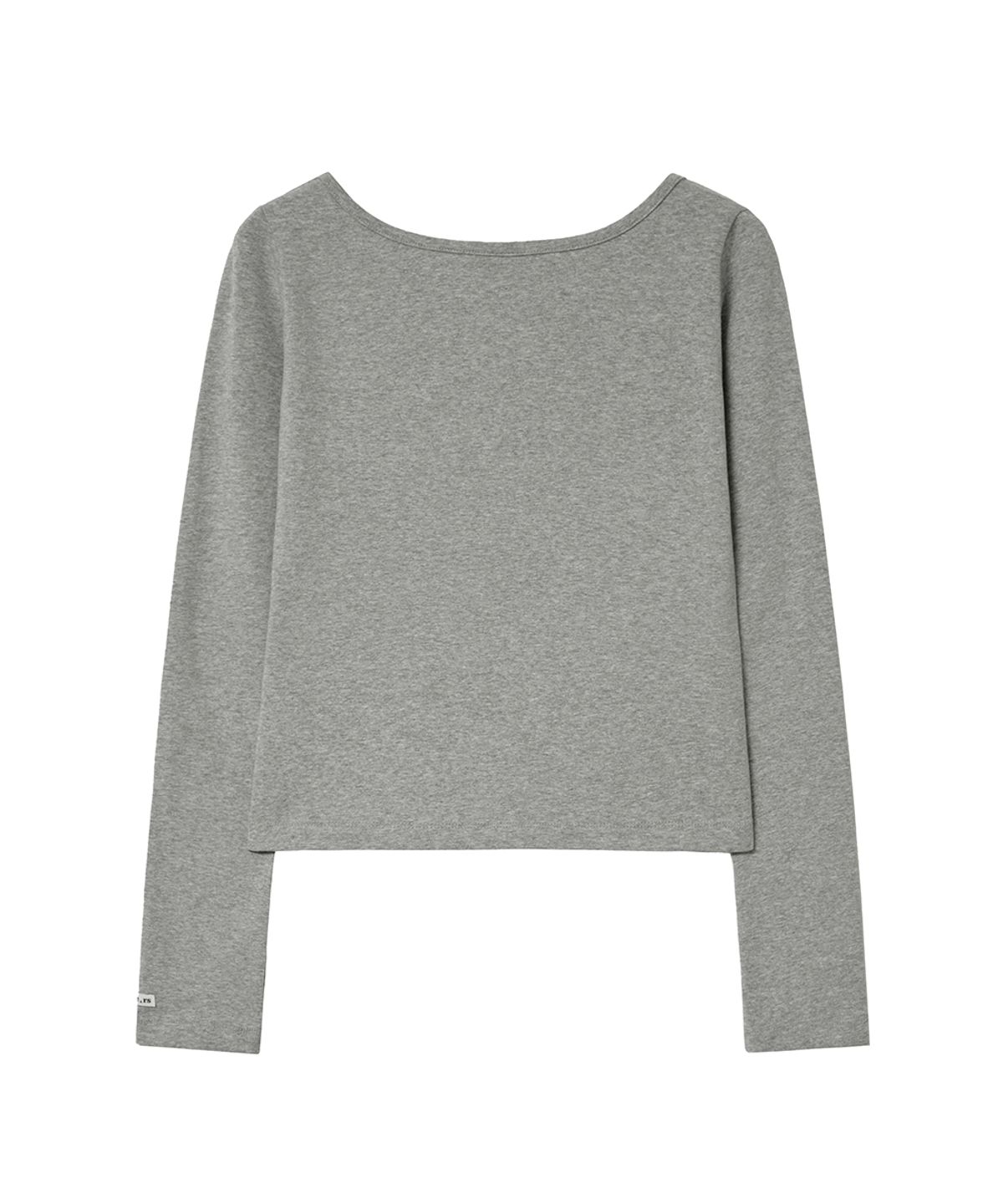 렌세(RENSE) Cut-Out Boat Neck Long Sleeve Tee Melange Gray