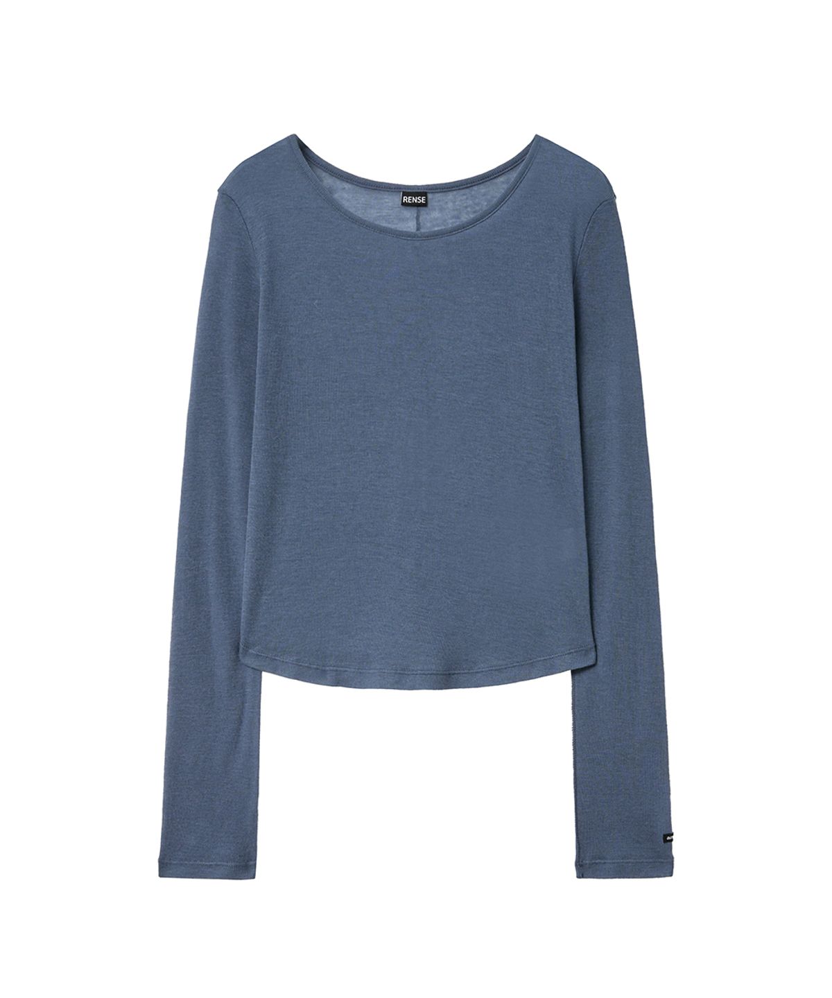 렌세(RENSE) Sheer Layered Long Sleeve Tee Deep Blue