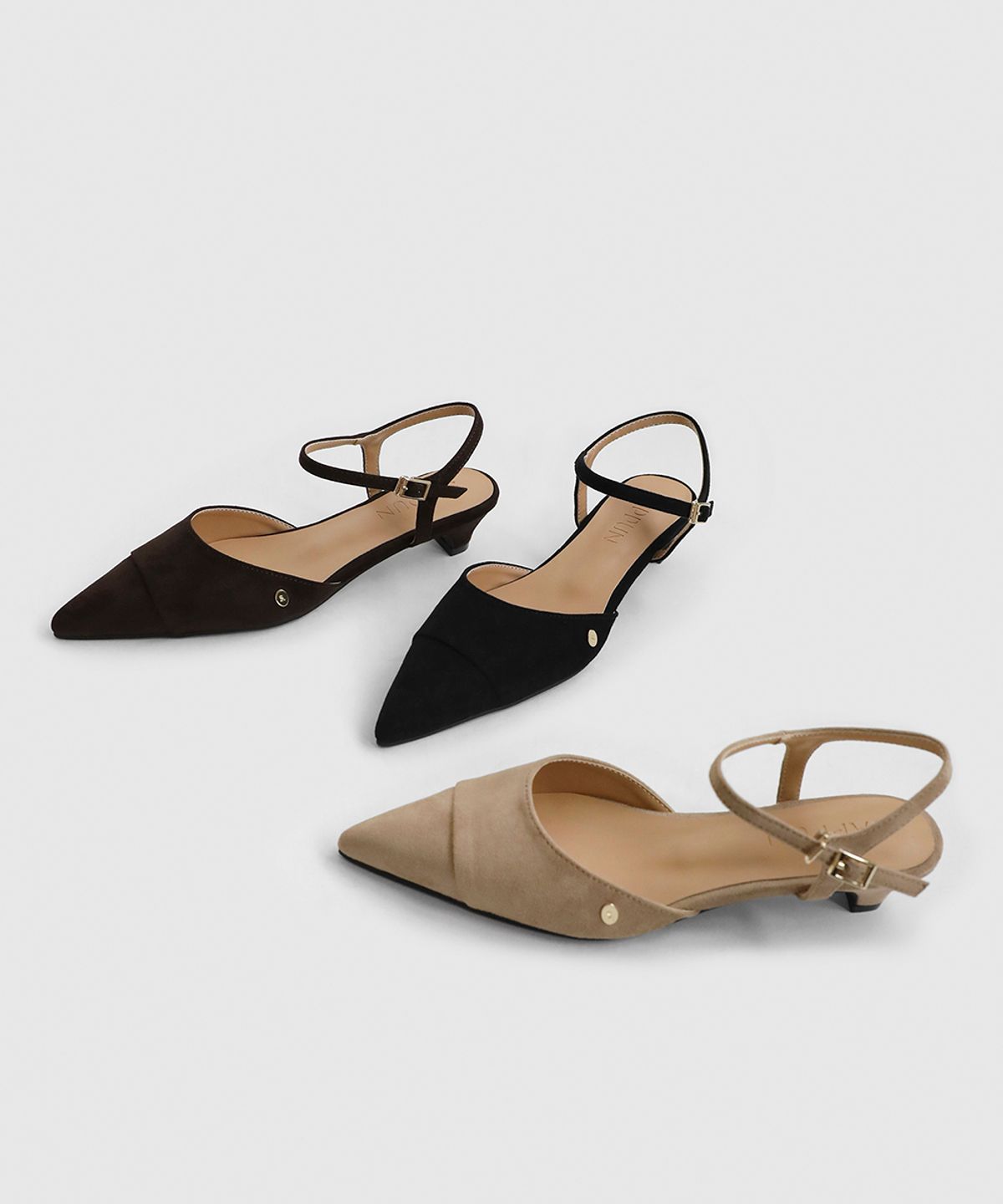 사뿐(SAPPUN) 베르트 스웨이드 슬링백 플랫슈즈 (3cm)