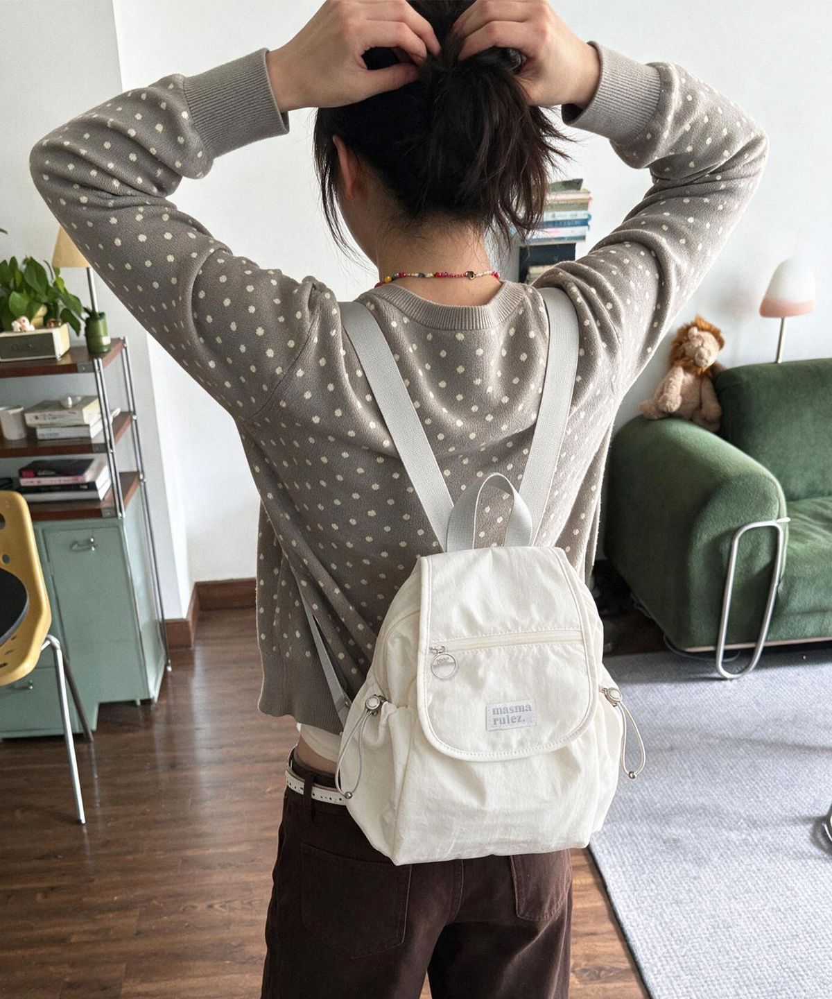 마스마룰즈(MASMARULEZ) mini ver. Easy flap backpack_Cloud white