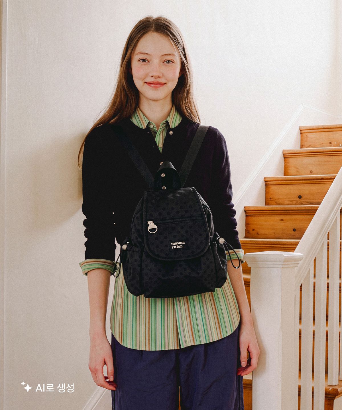 마스마룰즈(MASMARULEZ) mini ver. Easy flap backpack_Black Dot