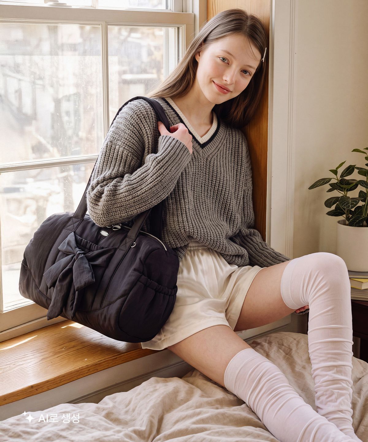 마스마룰즈(MASMARULEZ) Breeze ribbon duffel bag_Black
