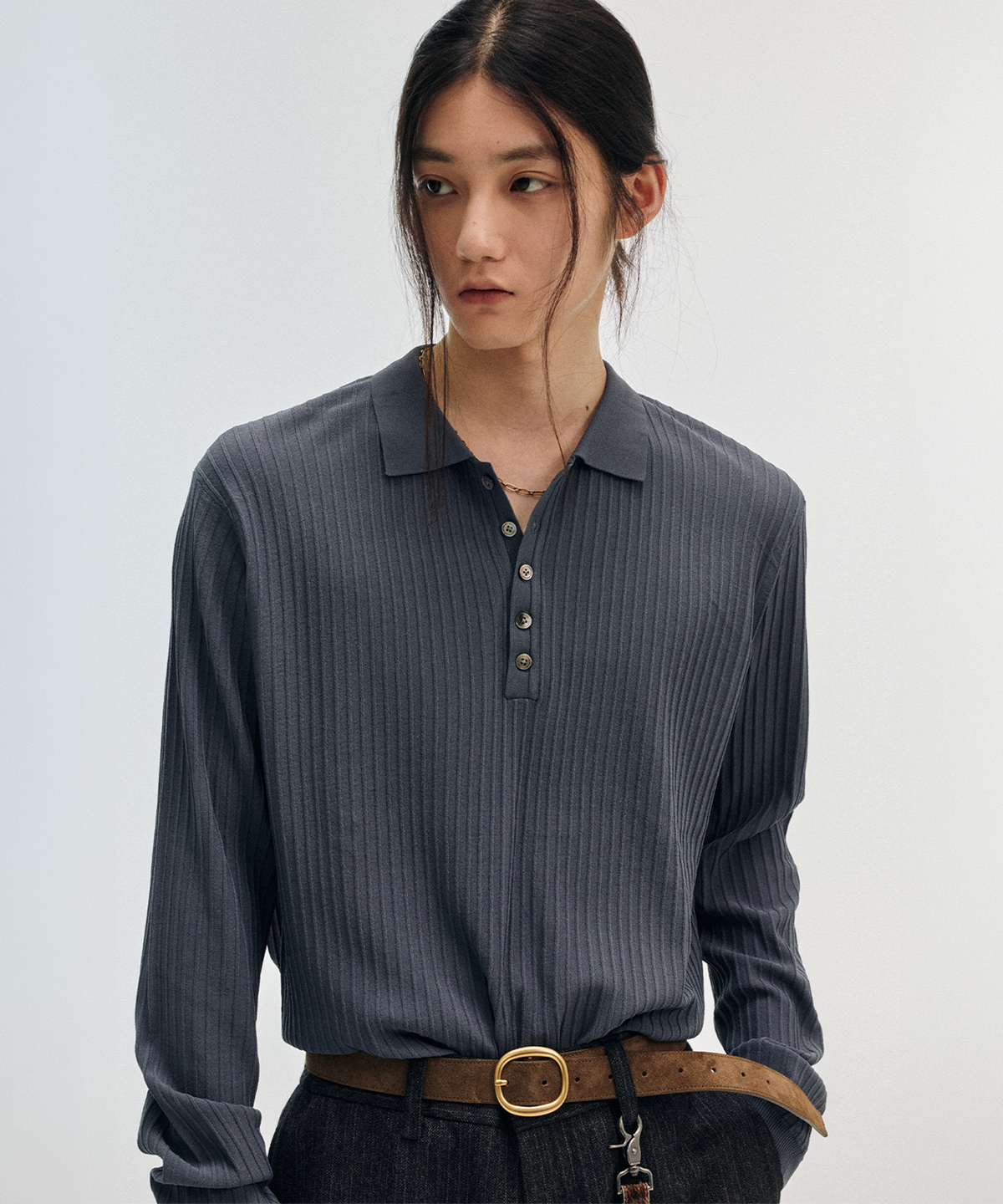 엘무드(LMOOD) 카이 비스코스 헨리 카라 니트 (2 COLOR)