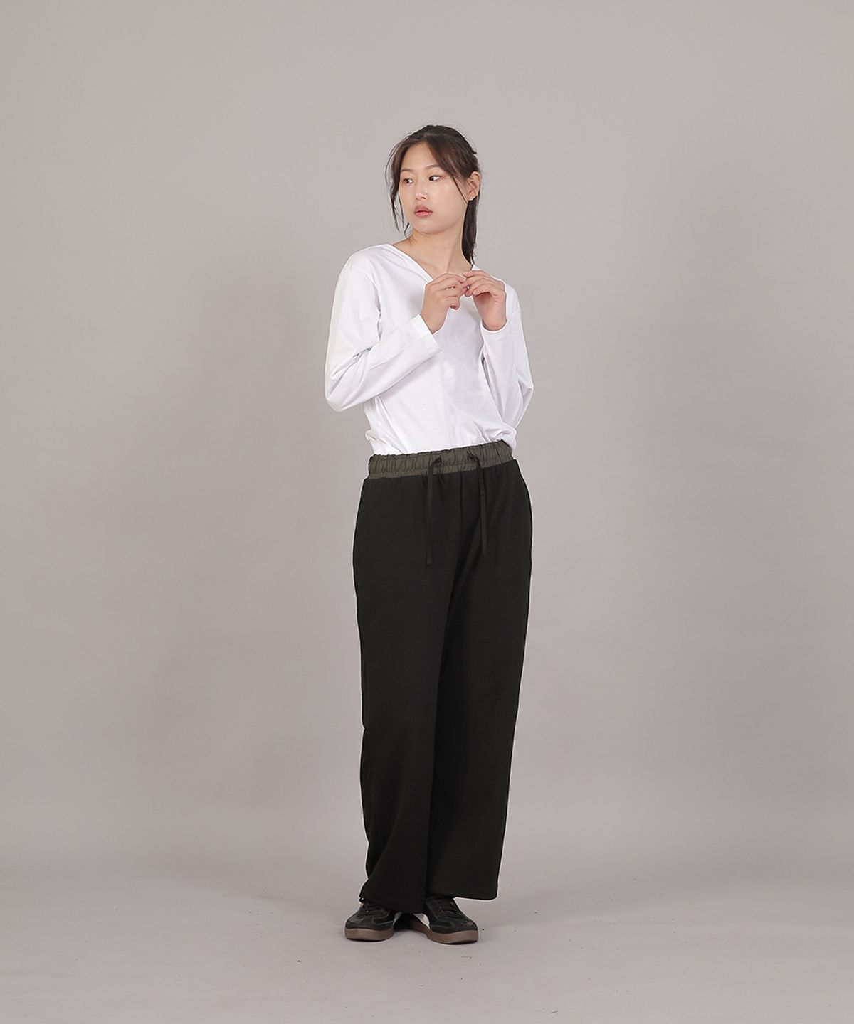 세인트크루(SAINTCREW) 소프트 에센셜 기모 와이드팬츠 SEK-388 카키블랙