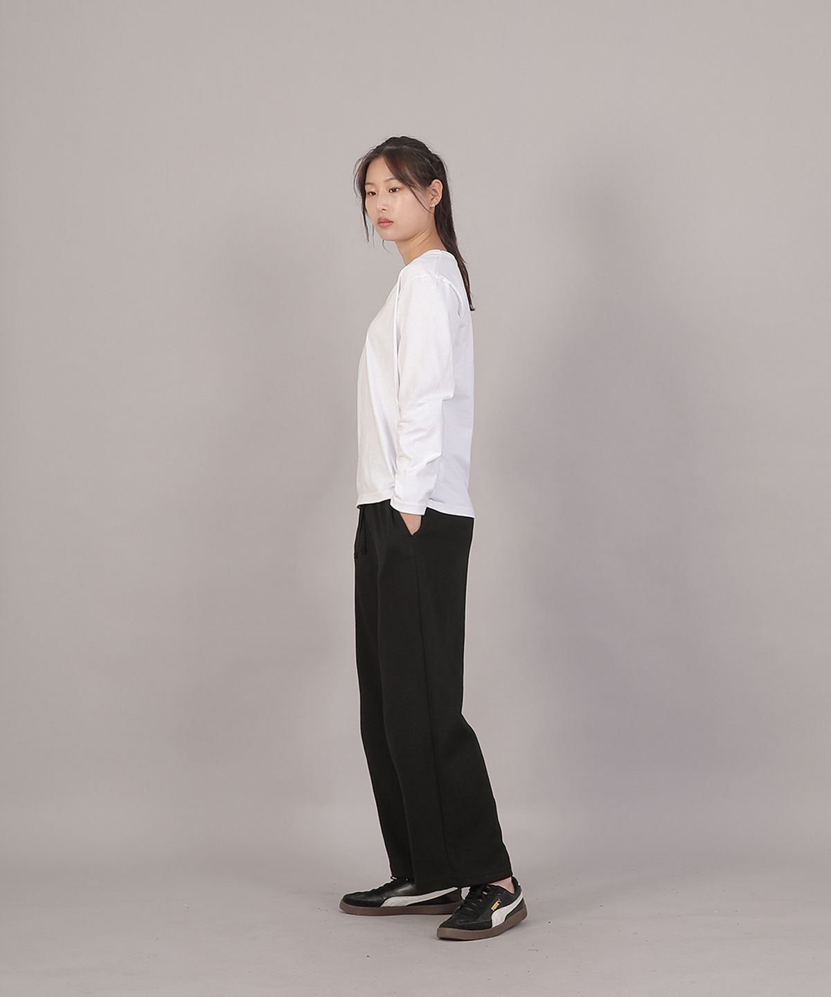 세인트크루(SAINTCREW) 소프트 에센셜 기모 와이드팬츠 SEK-388 카키블랙