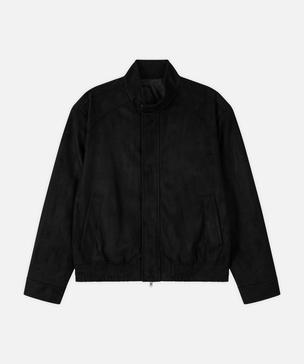 드로우핏(DRAW FIT) 리파인드 크롭 스웨이드 해링턴 자켓 [BLACK]