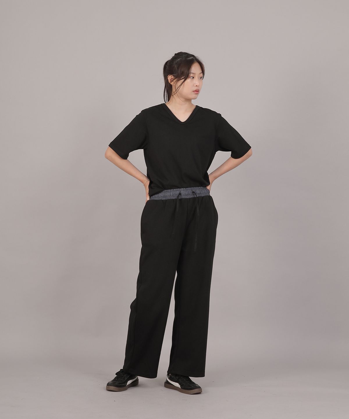 세인트크루(SAINTCREW) 소프트 에센셜 기모 와이드팬츠 SEK-388 라이트인디고 블랙