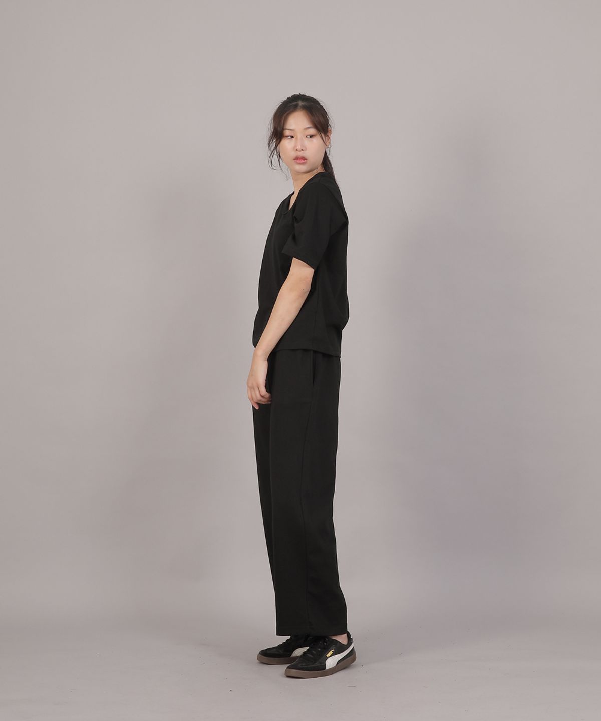 세인트크루(SAINTCREW) 소프트 에센셜 기모 와이드팬츠 SEK-388 라이트인디고 블랙