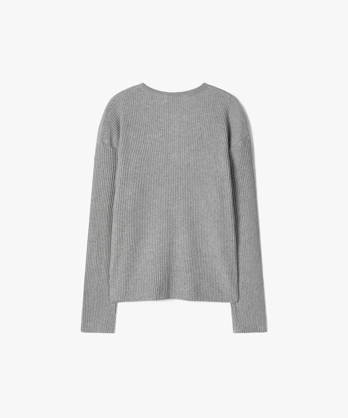 플로즈룸(FLAWSROOM) Textured Ribbed Cotton Henleyneck GREY