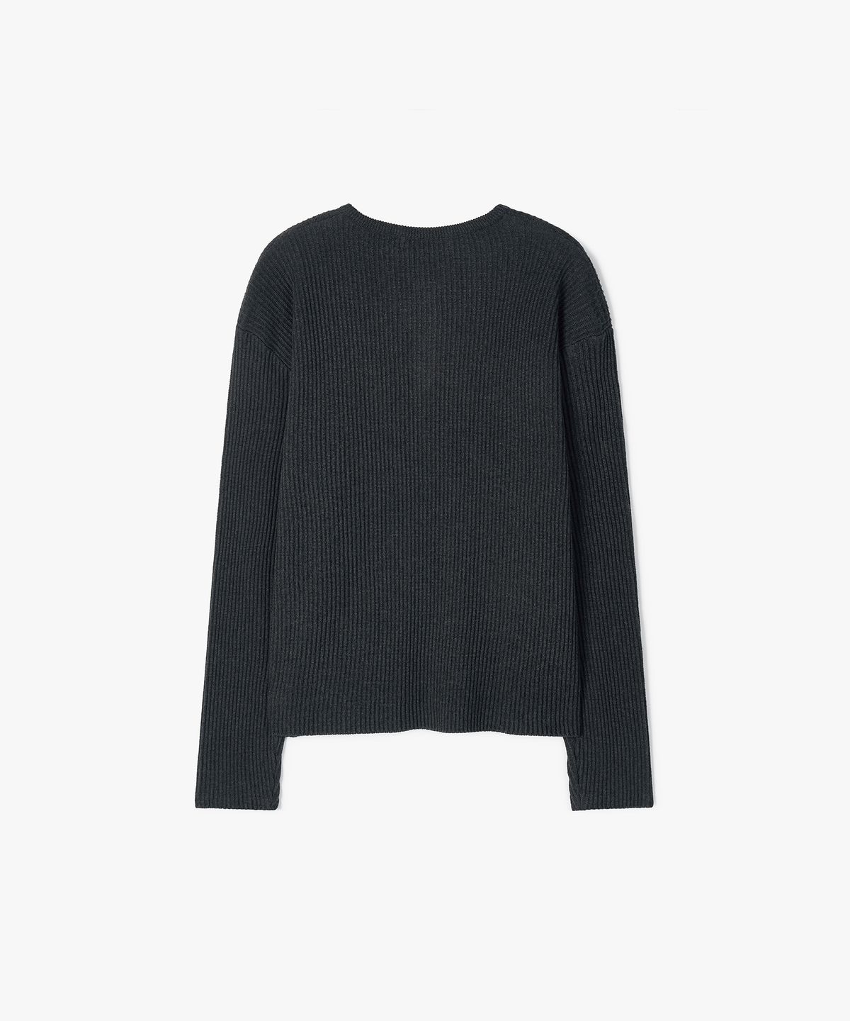 플로즈룸(FLAWSROOM) Textured Ribbed Cotton Henleyneck CHARCOAL