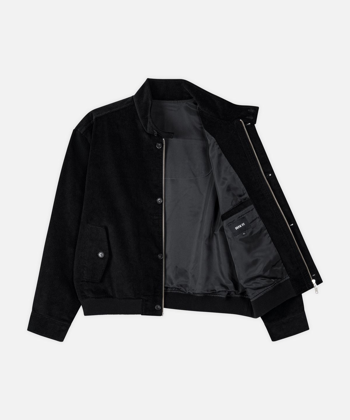 드로우핏(DRAW FIT) 코듀로이 크롭 해링턴 자켓 [BLACK]