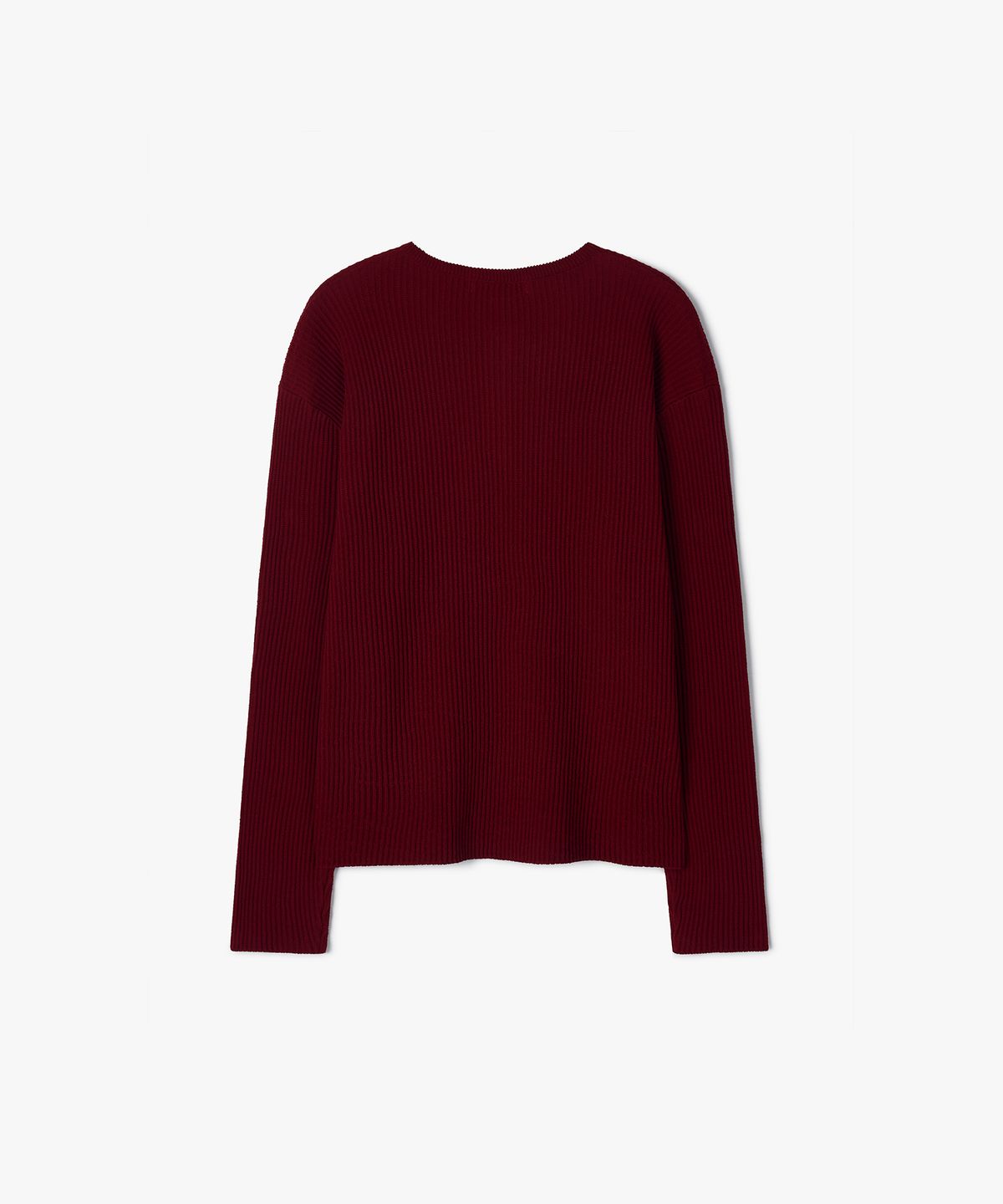 플로즈룸(FLAWSROOM) Textured Ribbed Cotton Henleyneck BURGUNDY