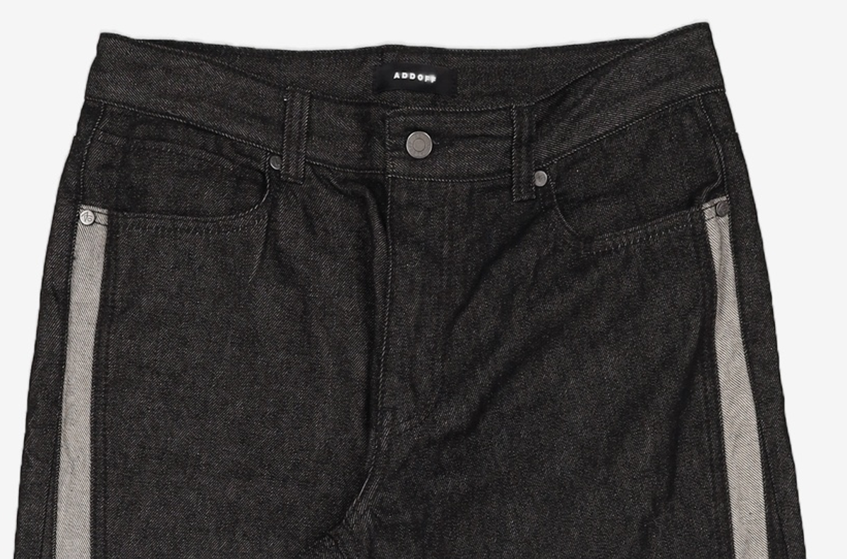 애드오프(ADDOFF) WAVE CURL LINE WIDE DENIM PANTS BLACK 50