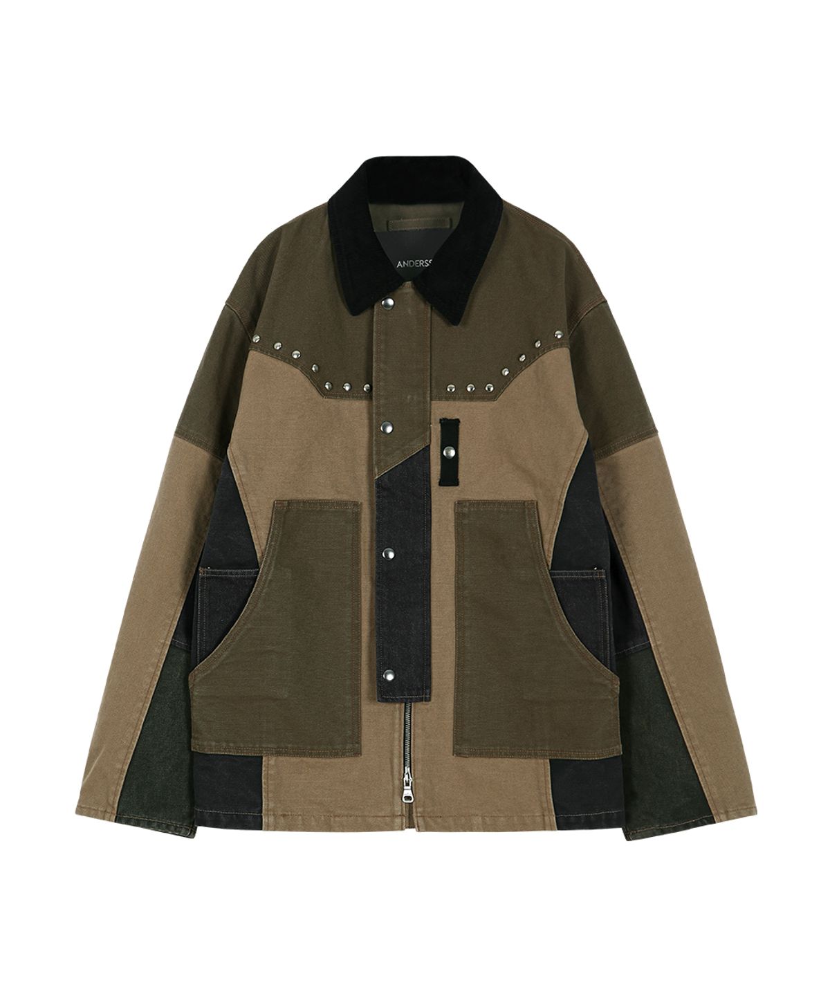 앤더슨벨(ADSB ANDERSSON BELL) AUSTIN PATCHWORK WASHED JACKET (KHAKI)