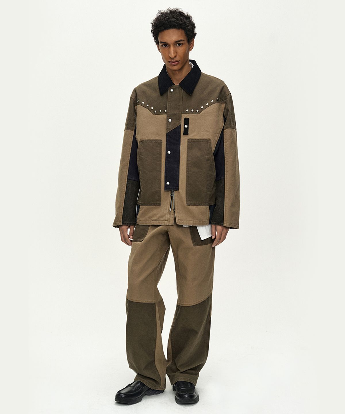 앤더슨벨(ADSB ANDERSSON BELL) AUSTIN PATCHWORK WASHED JACKET (KHAKI)