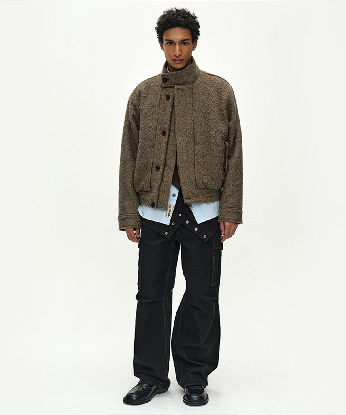앤더슨벨(ADSB ANDERSSON BELL) LINUS HARRINGTON WOOL JACKET (BROWN/GREY)