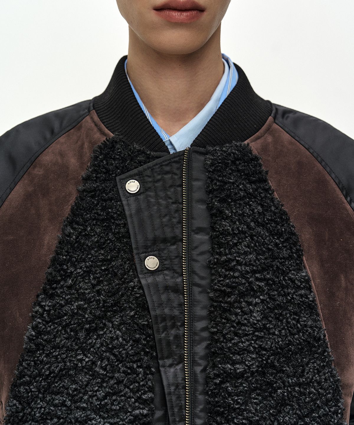 앤더슨벨(ADSB ANDERSSON BELL) FUR NYLON RAGLAN BOMBER JACKET (BLACK)