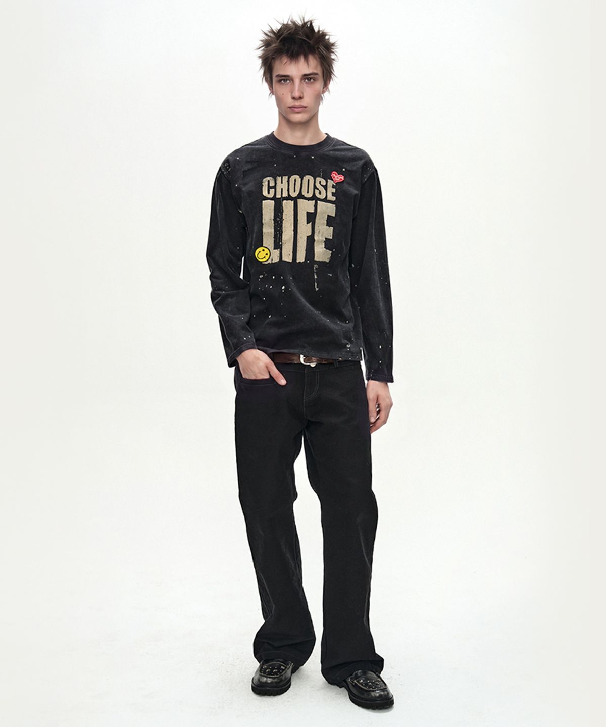 앤더슨벨(ADSB ANDERSSON BELL) (ESSENTIAL) UNISEX CHOOSE LIFE LONG SLEEVE T-SHIRT (BLACK)