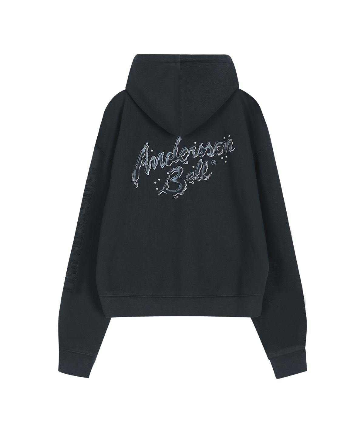 앤더슨벨(ADSB ANDERSSON BELL) (ESSENTIAL) UNISEX PATCHWORK LIQUID LOGO HOOD ZIP-UP (CHARCOAL)