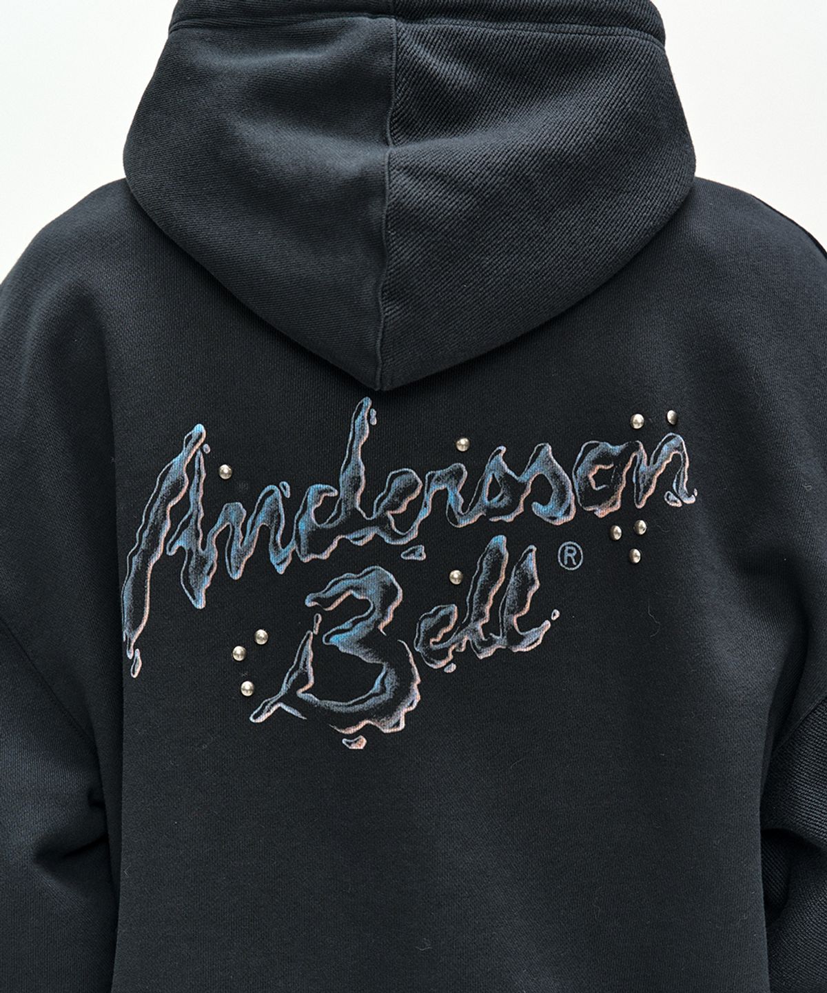 앤더슨벨(ADSB ANDERSSON BELL) (ESSENTIAL) UNISEX PATCHWORK LIQUID LOGO HOOD ZIP-UP (CHARCOAL)