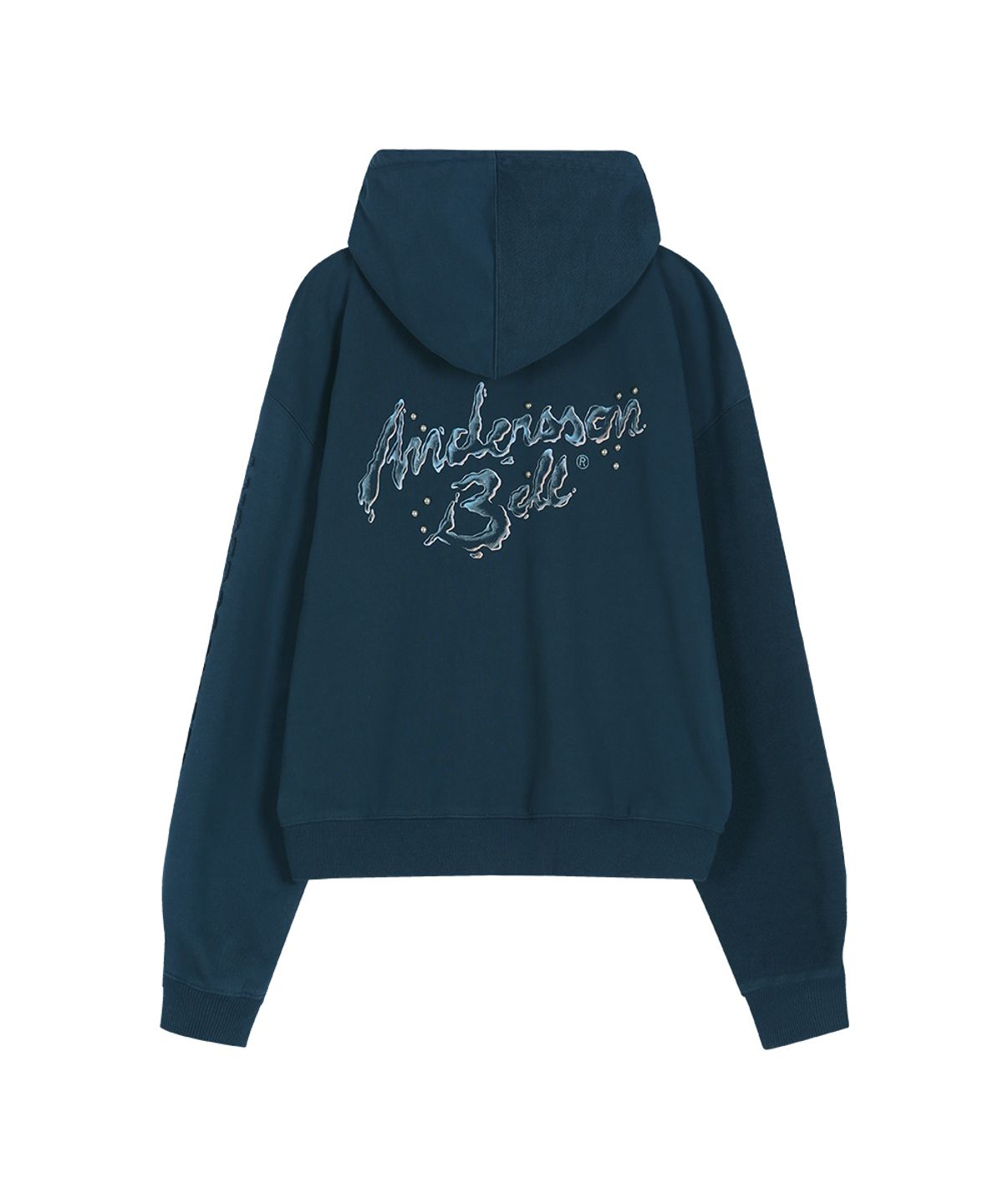 앤더슨벨(ADSB ANDERSSON BELL) (ESSENTIAL) UNISEX PATCHWORK LIQUID LOGO HOOD ZIP-UP (DEEP BLUE)