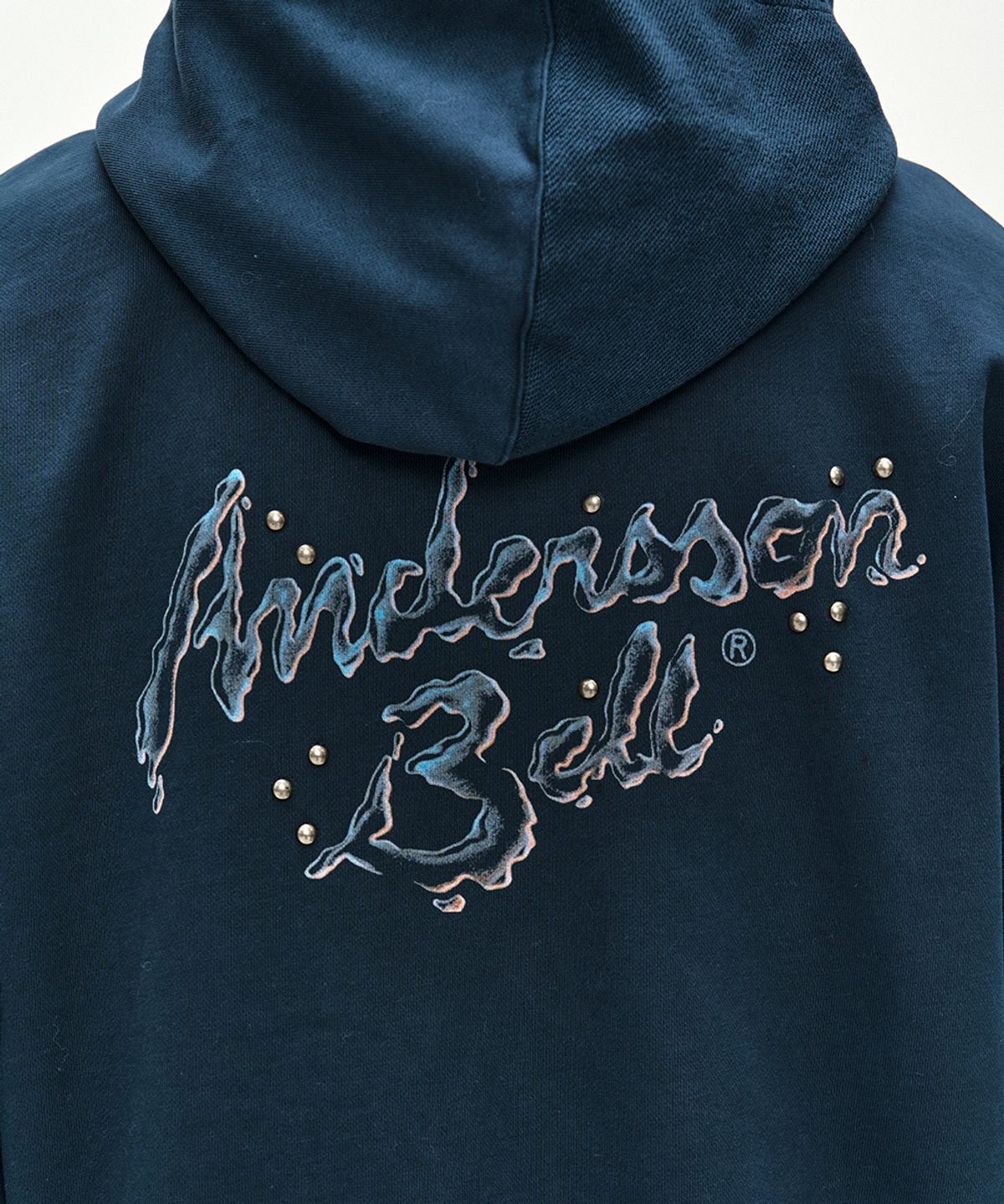 앤더슨벨(ADSB ANDERSSON BELL) (ESSENTIAL) UNISEX PATCHWORK LIQUID LOGO HOOD ZIP-UP (DEEP BLUE)