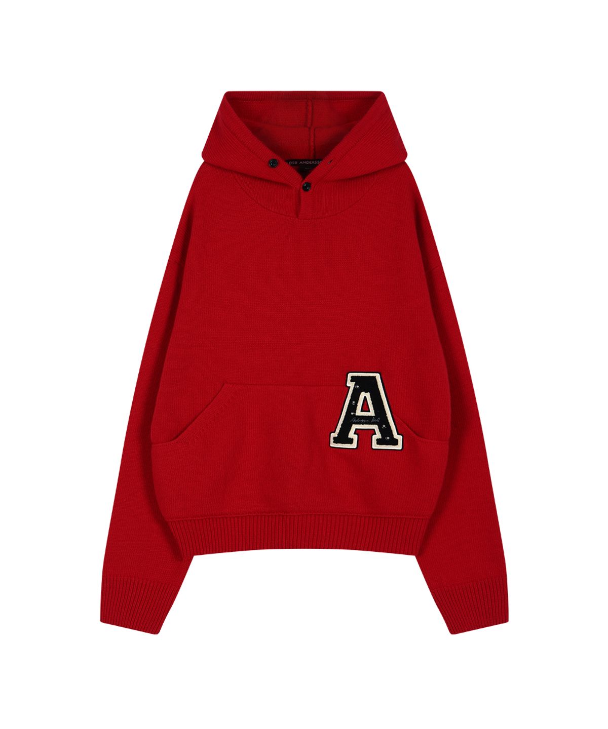 앤더슨벨(ADSB ANDERSSON BELL) (ESSENTIAL) UNISEX VARSITY PATCH HOODIE (RED)