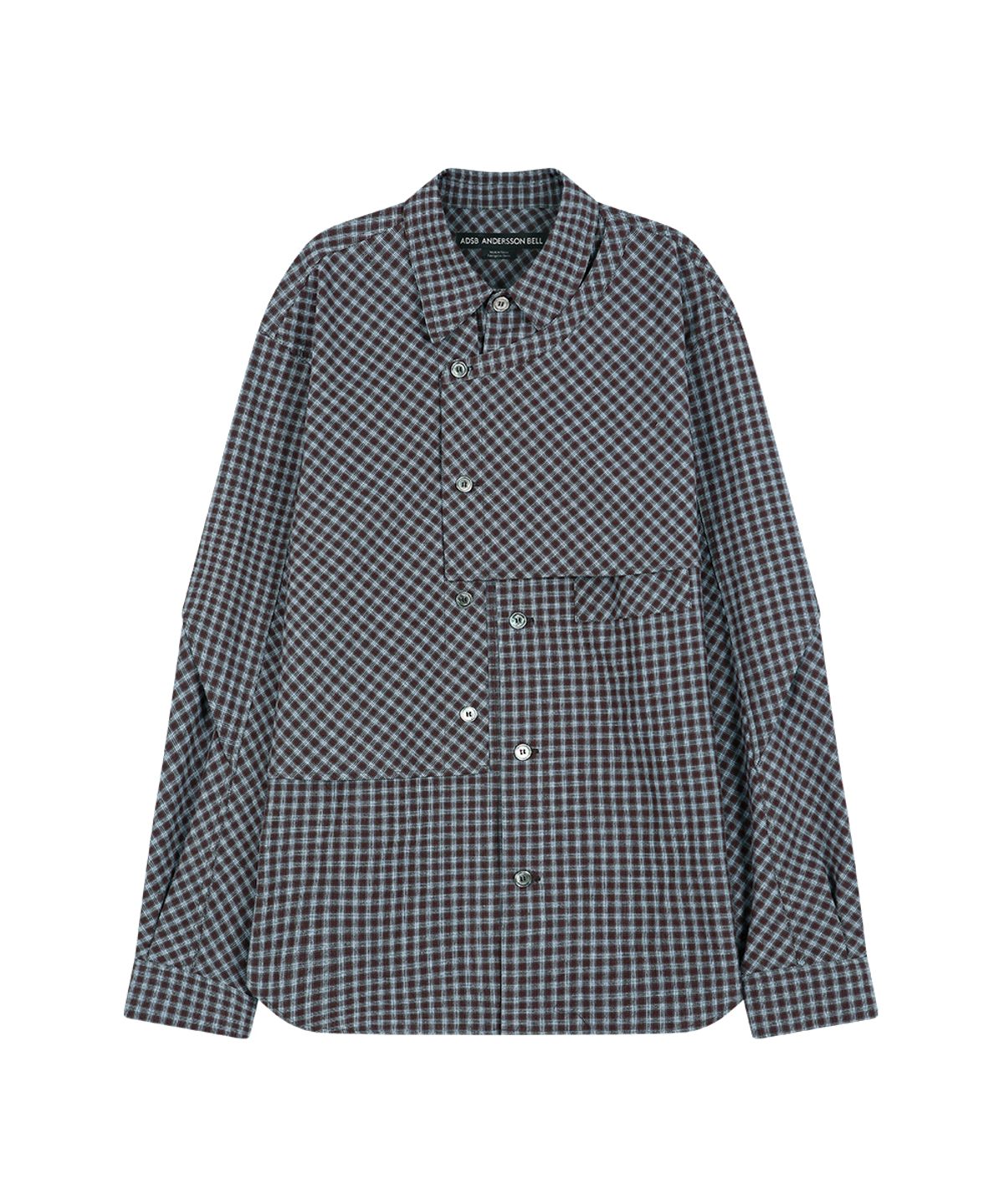 앤더슨벨(ADSB ANDERSSON BELL) MAEY CHECK LAYERED SHIRT (BROWN/BLUE)