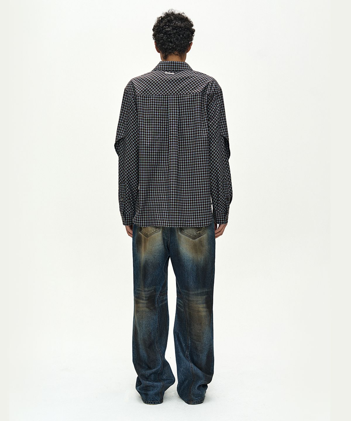 앤더슨벨(ADSB ANDERSSON BELL) MAEY CHECK LAYERED SHIRT (BROWN/BLUE)