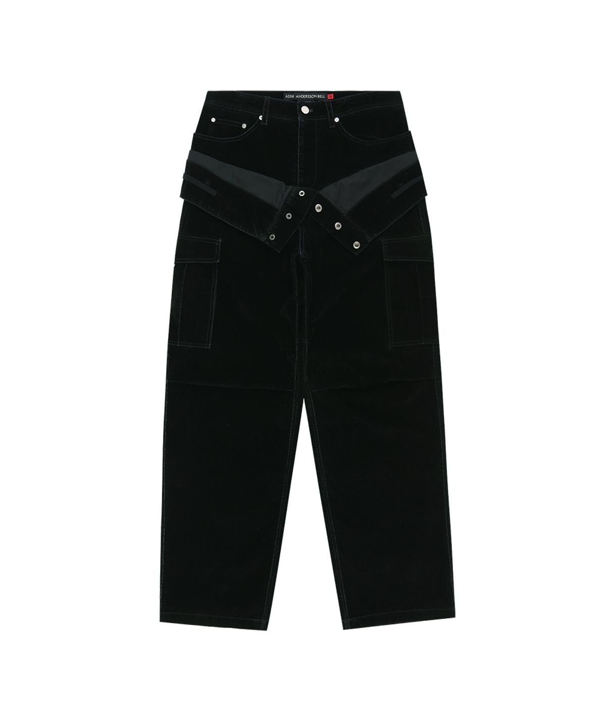 앤더슨벨(ADSB ANDERSSON BELL) FLOCK VELVET DOUBLE WAIST WIDE-LEG JEANS (BLACK)