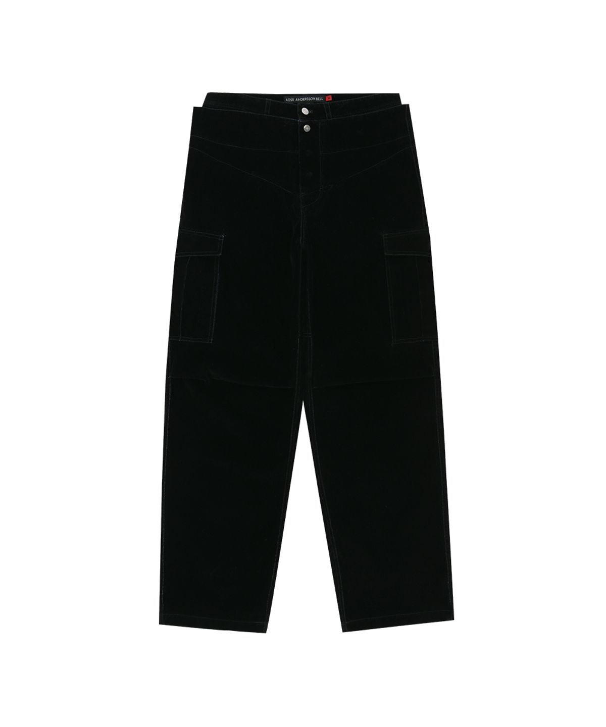 앤더슨벨(ADSB ANDERSSON BELL) FLOCK VELVET DOUBLE WAIST WIDE-LEG JEANS (BLACK)