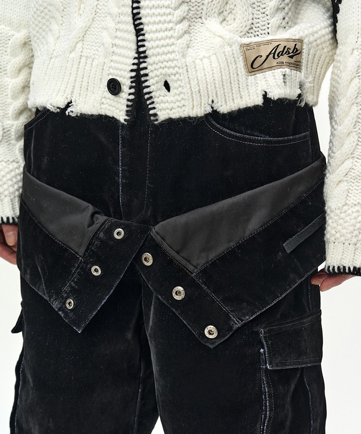 앤더슨벨(ADSB ANDERSSON BELL) FLOCK VELVET DOUBLE WAIST WIDE-LEG JEANS (BLACK)