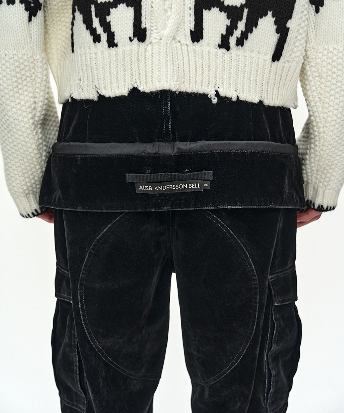 앤더슨벨(ADSB ANDERSSON BELL) FLOCK VELVET DOUBLE WAIST WIDE-LEG JEANS (BLACK)