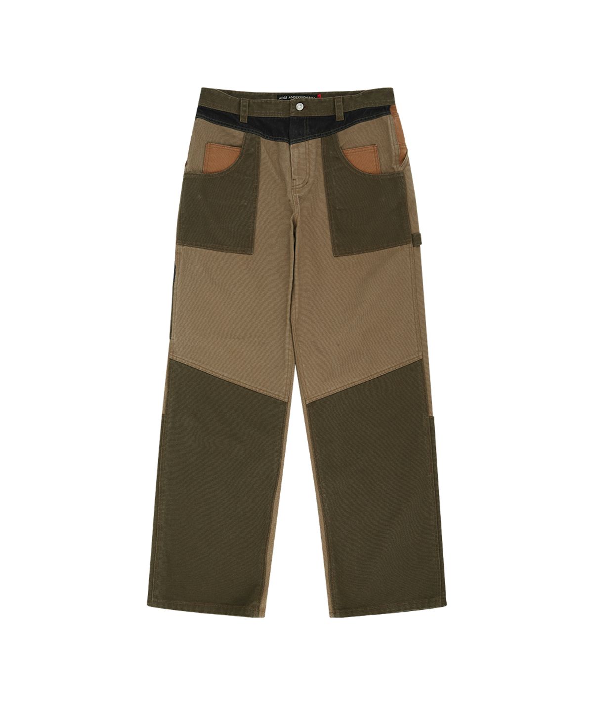 앤더슨벨(ADSB ANDERSSON BELL) AUSTIN PATCHWORK WASHED WIDE-LEG JEANS (KHAKI)