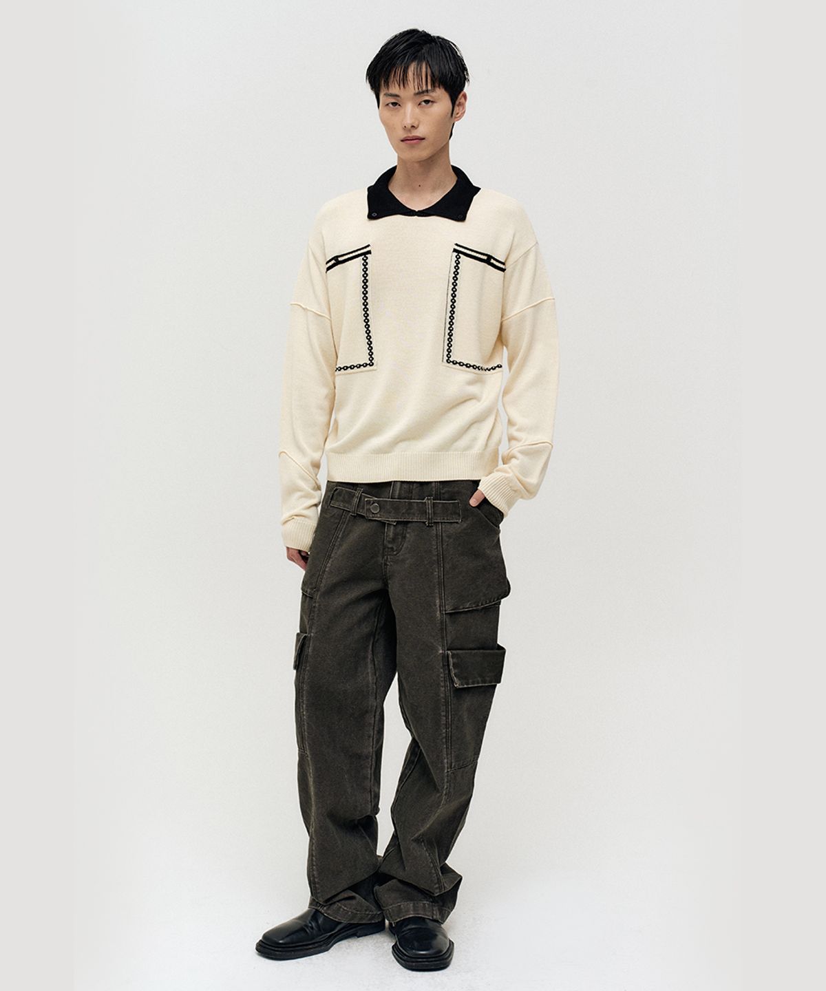 앤더슨벨(ADSB ANDERSSON BELL) BIG POCKET POLO SWEATER (ECRU)
