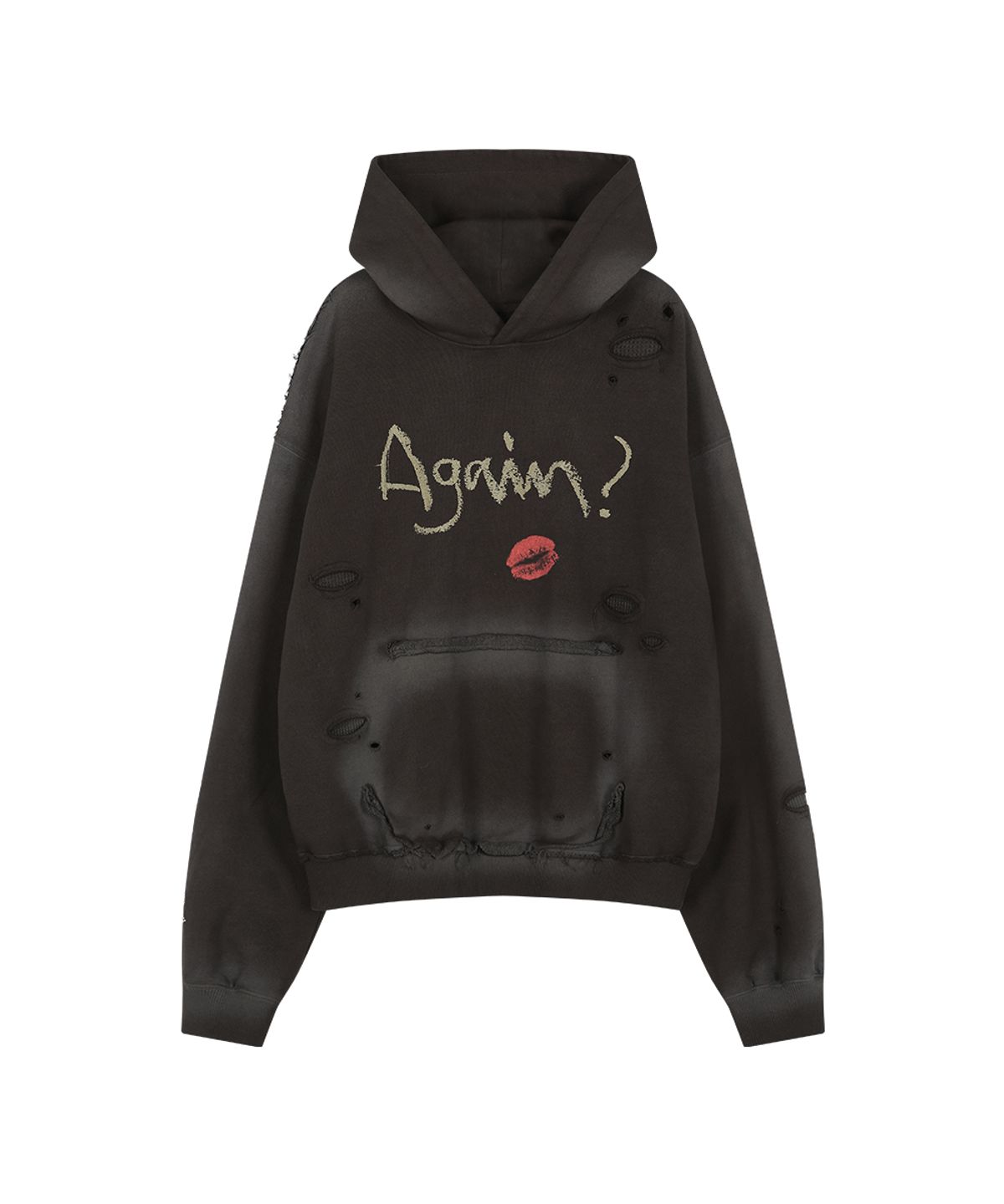 앤더슨벨(ADSB ANDERSSON BELL) (ESSENTIAL) UNISEX SPRAY WASHED AGAIN LIP HOODIE (BROWN)