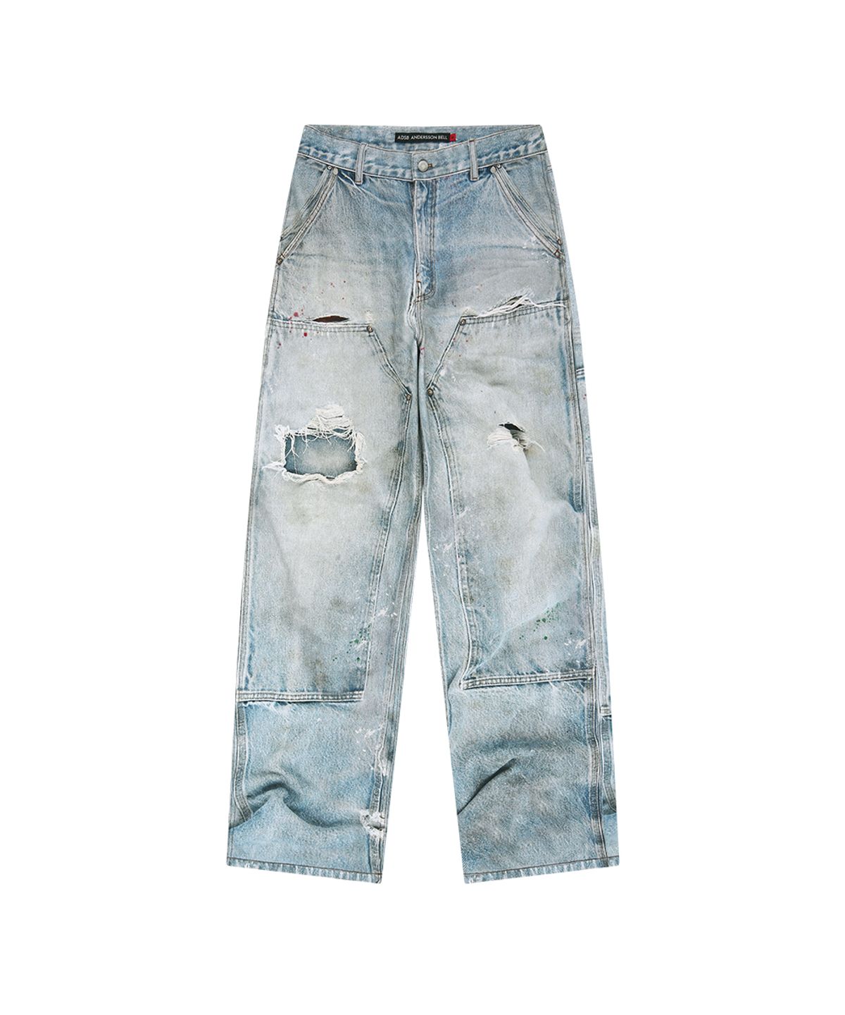 앤더슨벨(ADSB ANDERSSON BELL) DISTRESSED TROMPE-LOEIL CARPENTER JEANS (MID BLUE)