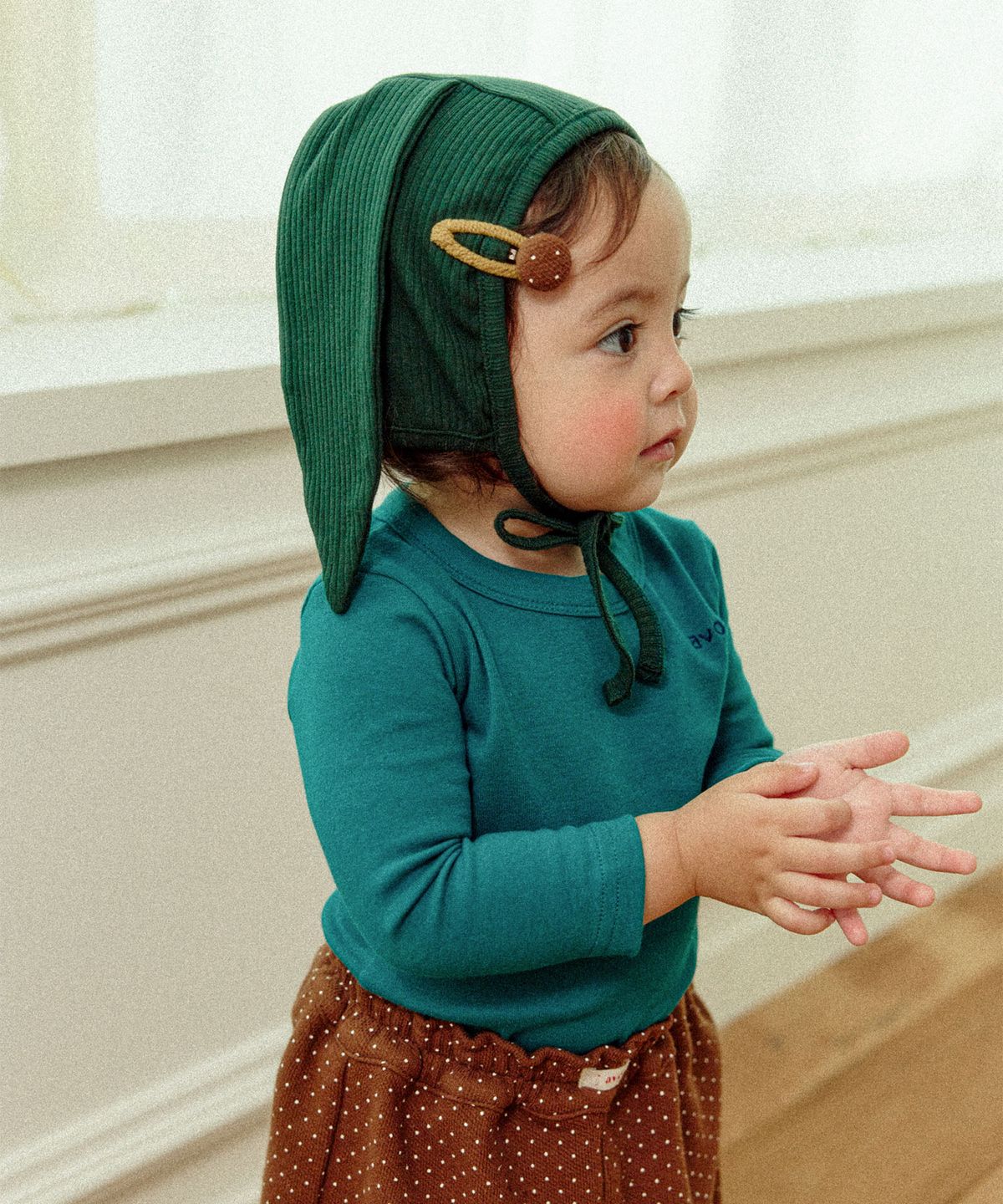 아보(AVO) LONG RABBIT BONNET_DEEP GREEN